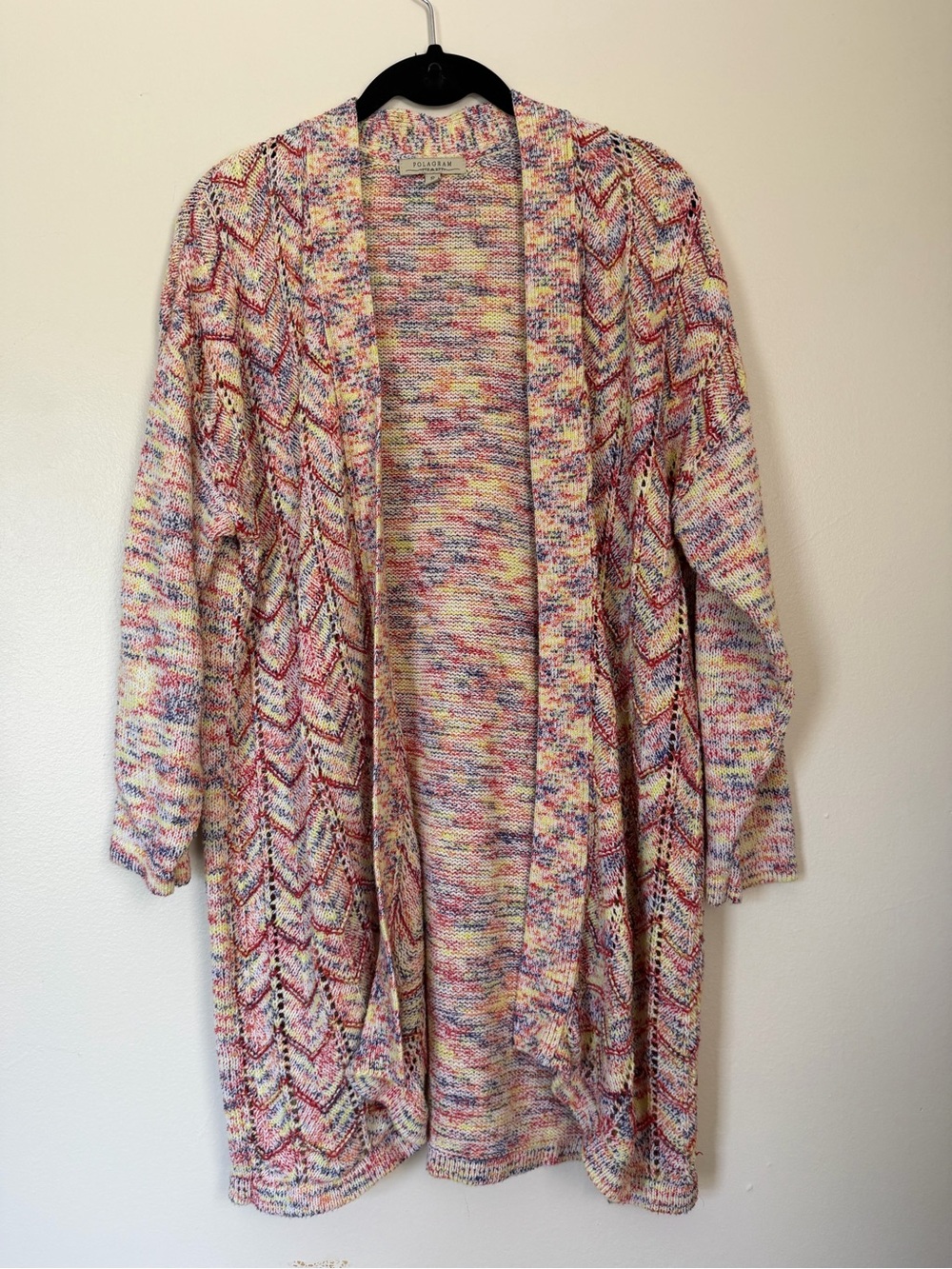 Polagram Multicolor Open-Front Chevron Cardigan Size Small
